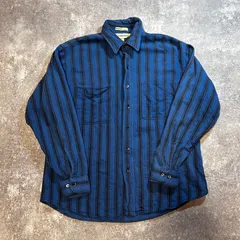1980-90s BIGMAC St.john's Bay ビッグマック セントジョーンズベイ HEAVY FLANNEL SHIRTS ヘビー ネルシャツ ブルー ストライプ MADE in USA