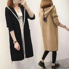 40代 韓国風 通勤 ロング丈カーディガン フード付き 上品 薄手 春秋 コーディガン アウター 着痩せ オシャレ ICpe957