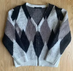 NONE モヘア アーガイル柄 パターン カーディガン