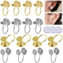 TBDBNR イヤリング パーツ イヤリングコンバーター クリップ式 ノンホールピアス パーツ 痛くないイヤリングクリップ変換 4ペア16個セット 金具 アクセサリーパーツ イヤリングパーツ アクセサリー パーツ 金具 DIY 手芸 材料 素材 シリコーン抗痛