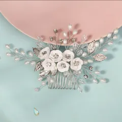 こども ヘッドドレス キッズ ヘアアクセサリー コーム型 パール 髪飾り フラワー ホワイト ティアラ フォーマル ピアノ 発表会 イベント