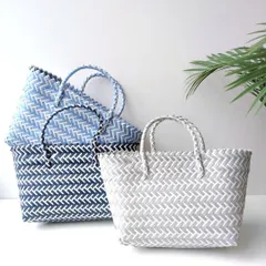 メルカドバッグS メタリックブルー×クリアホワイト(カングレホ