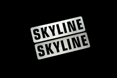 EE-724-2 SKYLINE 銀黒 アクリル2層 ステッカー 日産 スカイライン ジャパン GTR DR30 V37 RS ジャパン R32 R33 R34 R35 前期 後期 モデリスタ 2枚1セット