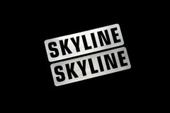 EE-724-2 SKYLINE 銀黒 アクリル2層 ステッカー 日産 スカイライン ジャパン GTR DR30 V37 RS ジャパン R32 R33 R34 R35 前期 後期 モデリスタ 2枚1セット
