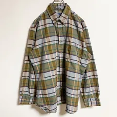 古着 used　HEMING WAY POINT　長袖チェック柄シャツ　緑　グリーン　マルチカラー　レトロ　秋冬服　Lサイズ