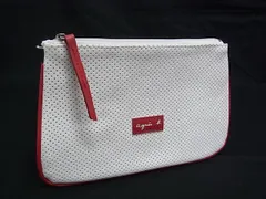 ■美品■ agnes b. アニエスベー PVC ポーチ マルチケース 小物入れ レディース ホワイト系×レッド系 DJ2560のサムネイル