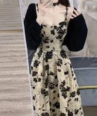 キャミワンピース カーディガン 2点セット レディース サマーセットアップ 花柄ワンピース 冷房対策 カーデ リゾートワンピ 韓国風 ノース