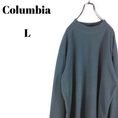 Columbia コロンビア プルオーバー フリース 刺繍ロゴ ブルーグレー系 無地 単色 メンズ Lサイズ