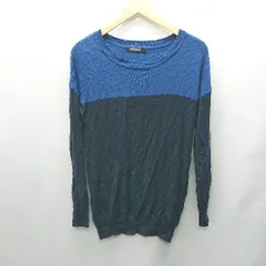 ◇ Donna Karan New York ダナキャランニューヨーク ニット バイカラー 長袖 セーター サイズS ネイビー ブルー メンズ E  【1404240006294】のサムネイル