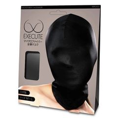 EXECUTE セクシーランジェリー 全頭 マスク フェイスマスク セクシー コスチューム マイクロファイバー マスク 黒 日本製 M～ L サイズ エグゼキュート MK002