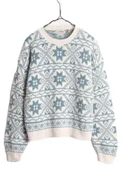 【お得なクーポン配布中!】 80s エルエルビーン ノルディック 総柄 ニット セーター レディース L メンズ M / 80年代 ヴィンテージ LLBEAN コットン ラミー アウトドア