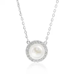 特価　調節可能 ジルコンパールネックレス スターリングシルバー 記念日、バレンタインデー、クリスマス、ジュエリーギフトに最適 925 レディース [Ningnvshi]