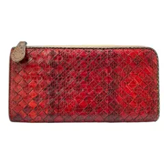 ◆正規品◆ボッティガヴェネタイントレチャート L字ファスナー長財布 ブランド古着】BOTTEGA VENETA / ボッテガヴェネタ エナメル