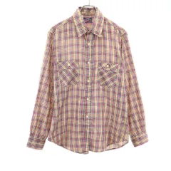リーバイストラウス 70s USA製 ヴィンテージ チェック柄 長袖 シャツ L ブラウン系 Levi Strauss & Co メンズ 古着 【240203】