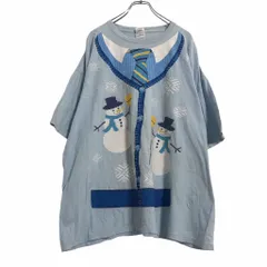 GILDAN 半袖 プリント Tシャツ 2XL ライトブルー ギルダン ビッグサイズ 雪だるま 古着卸 アメリカ仕入 a506-6175