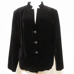 #wnc レリアン Leilian ジャケット 13+ 黒 シルク混 ベロア スタンドカラー シンプル 大きいサイズ レディース [927202]