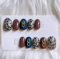 【現品】 72 ネイルチップ ギャル ヒョウ柄 アニマル柄 マット