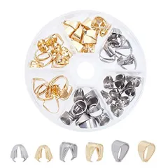 2色-60個_3種 UNICRAFTALE 約60個 3種 2色 ステンレス バチカン ステンレス スナップオンベイル ピンチベイル ピンチクラスプ クリップクラスプベイル ネックレスクラスプ ペンダントベイル バチカンパーツ 留め金 ネックレスパーツ アクセ