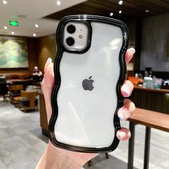 QLTYPRI iPhone XRケース クリア TPUカバー おしゃれ 韓国 可愛い 透明 薄型 軽量 耐衝撃 スマホケース ワイヤレス充電対応 ストラップホール付き アイフォン XR ケース 6.1インチ 対応 - ブラック