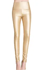 ハイウエスト セクシー スリム 合皮 スキニー レギンス 冬 秋 18色 裏起毛 光沢 レザーパンツ S-2L レディース [syvent]