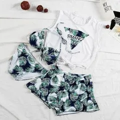 体系カバー 水着 4点セット 紐ビキニ セクシービキニ 体系カバー水着 ラッシュガード ショートパンツ ホルターネック 紐 二の腕カバー 半袖 バックシャン 胸元 谷間 谷間魅せ 盛れる セット 上下セット お得 かわいい 大人可愛い カジュアル ナチュラル 