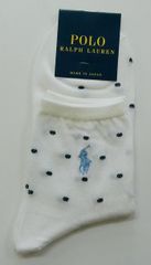 POLO RALPH LAUREN ポロ ラルフ ローレン ソックス くつ下 23～24cm 白ｘブラック ドット柄 未使用 0521 bhndu a202h0507