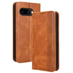 Google Pixel 9a ケース 手帳 チェック柄 合革 レトロ 手帳 ケース 【Color】キャメル