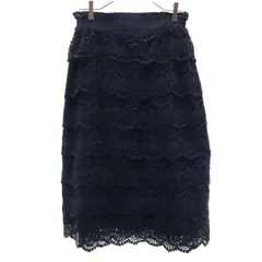 n'Or LABEL ノアールレーベル ミモレ丈 総レース ティアードスカート F ネイビー レディース 古着