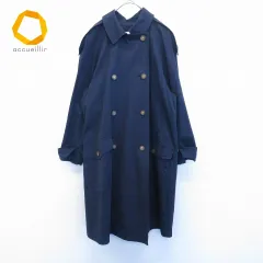 MITOの古着屋s6094 ミスアシダ 【F】 ロングトレンチコート コットン ネイビー 日本製