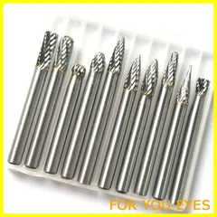 【新着商品】YFFSFDC 超硬バー リューター ビット 10種類 10本セットタングステン製 リューター ビット 超硬ドリルビット 6mm 軸 刃幅6mm (60mm長)