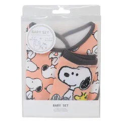 【メール便】スヌーピー ベビー用品 ベビーセット スヌーピー＆ウッドストック OR ピーナッツ スモールプラネット プレゼント ギフト スタイ＆赤ちゃん用靴下 出産祝い キャラクター グッズ 