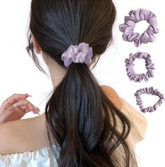 【人気商品】おしゃれ 大人 【髪に優しい・跡がつかない・ダメージ軽減】ヘアゴム かわいい ヘアアクセサリー 3個セット 髪ゴム シュシュ (パープル) SooPiiヘアゴム
