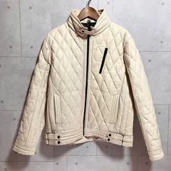 WIND ARMOR ウィンドアーマー 二チワ レザー ダウンジャケット 羊革 シープレザー 本革 リアルレザー シングルライダース アウター キルティング L アイボリー メンズ SG339-1