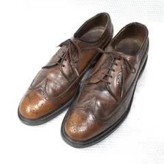 70s-80s?★ビンテージ★メーカー不明★サイズ9.5D★27.0-27.5cm★ロングウイングチップ アメリカンフルブローグ★ブラウン◆is6-48<sale>のサムネイル