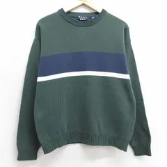 M/古着 長袖 セーター メンズ 90s コットン クルーネック 緑他 グリーン 25jan18 中古 ニット トップス