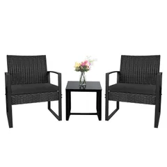 特価商品 Alebert｢アレベルト｣ ラタン調 ガーデンファニチャー ガーデンテーブルセット テーブルセット 3点セット ベランダ 椅子 テーブルチェア ガーデンチェア アウトドア ２人用 耐水 耐熱 耐日光 おしゃれ 組立簡単 ベランダ/庭/プールサイド/