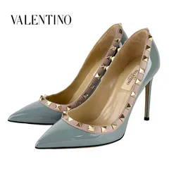 ヴァレンティノ VALENTINO パンプス 靴 シューズ パテント レザー グレー系 ピンクベージュ ゴールド ロックスタッズ パーティーシューズ  - メルカリ