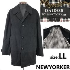 NEWYORKER/ニューヨーカー/DAIDOH★アンゴラウール/チェスターコート【メンズLL/黒/black】チェック柄裏地/アウター/Coat◆BJ073-c
