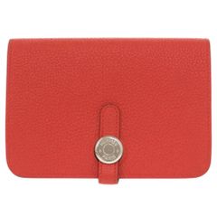 美品 エルメス ドゴン コンパクト トゴ ルージュガランス シルバー金具 Y刻印(2020年製) 二つ折り財布 0238 HERMES