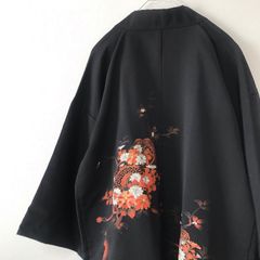 絵羽織 花柄 着物 黒羽織 正絹