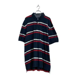 TOMMY HILFIGER 半袖 ポロシャツ 2XL ネイビー ホワイト レッド トミーヒルフィガー ビッグサイズ 古着卸 アメリカ仕入 a606-6014