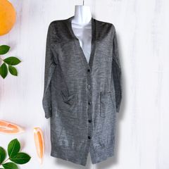 2124　UNIQLO　ユニクロ　エクストラファインメリノ　Vネック　ロングカーディガン　長袖　レディース　【M】