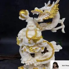 布袋様 ドラゴン 竜 龍 黄金 金 ゴールド 開運 運気 風水 玄関 昇運 風水 置物  縁起物 魔除け 七福神 ゴールド 豊 贈り物 プレゼント 仏像 神様 インテリア リビング 厳選 彫刻