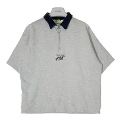 『大人気』HUF ハフ ポロシャツ　ハーフジップ　刺繍ロゴ　半袖　グレー　XL HUF 全3色 ハフ ハーフジップポロシャツ OS ZIP POLO 半袖