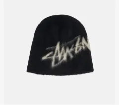 【希少】old stussy紺タグ90s ビーニー　ブラック　スカルキャップ 希少 old stussy 90s ビンテージ USA製 キャップ ステューシー