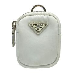 PRADA プラダ ポーチ 小物入れ ミニポーチ チャーム トライアングルロゴ ナイロン ホワイト 白