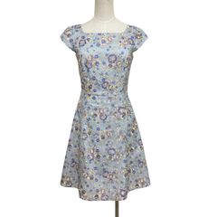 中古 トッカ TOCCA 半袖 ワンピース クリーニング済み 花柄 オーガンジー ライトブルー レディース サイズ2