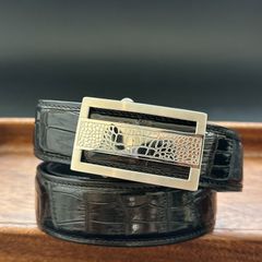 クロコダイルベルト 長い 大きい 穴なし自動式バックル メンズ ワニベルト 穴ピンバックル ビジネス オートバックル 男性レザーベルト大きいサイズ贈り物 紳士高級プレゼント彼氏