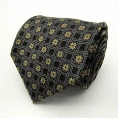 キミジマ ブランド ネクタイ シルク 小紋柄 総柄 メンズ ブラック KIMIJIMA 【中古】