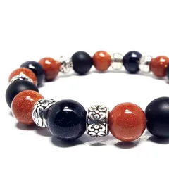 【望む未来を実現】天然石 ゴールドストーン×マットオニキス ブレスレット [10mm]